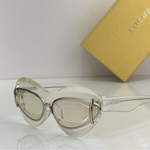 Clear/Silver - Loewe Double Frame Mixed-Media Cat-Eye Sunglasses - 68mm